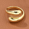 Brass Teardrop Open Cuff Ring for Women RJEW-M148-03G-2