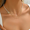 Elegant Brass Enamel Butterfly Imitation Pearl Three Layers Necklaces for Women AF5436-1-1