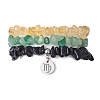 3Pcs 3 Styles Natural Citrine & Green Aventurine & Synthetic Blue Goldstone Chips Stretch Bracelets Sets BJEW-JB11076-08-1