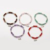 Natural Mixed Stone Beaded Elephant Charm Stretch Bracelets BJEW-JB01974-1