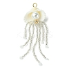 Natural Clam Shell & Glass Pearl & Glass Seed Beaded Big Pendants PALLOY-MZ00298-01-1