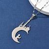 201 Stainless Steel Hollow Moon with Castle and Prayer Pendant Necklaces for Ramadan & Eid Mubarak NJEW-D318-05P-2