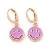 Hollow Out Smiling Face Enamel Hoop Earrings for Women EJEW-G304-01KCG-04-1