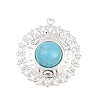 304 Stainless Steel with Synthetic Turquoise Pendants STAS-H253-01D-S-1