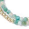 Natural Rhodonite Round Beadeds Double-layered Bracelets for Women BJEW-JB12095-03-3