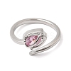 Brass Micro Pave Cubic Zirconia Cuff Open Rings for Women RJEW-L343-01P-6
