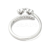 Heart Brass Micro Pave Cubic Zirconia Open Cuff Ring for Women RJEW-A040-01P-3