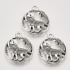 Tibetan Style Alloy Howling Wolf Pendants TIBEP-T009-07AS-RS-1