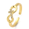 Brass Micro Pave Clear Cubic Zirconia Cuff Finger Rings RJEW-G337-23G-4