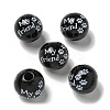 Printed Wood European Beads WOOD-G022-20F-1