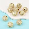 Round Brass Micro Pave Cubic Zirconia Beads LS-ZIRC-N016-01G-10mm-2