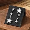 Star Brass Clear Cubic Zirconia Stud Earrings EJEW-D301-01P-3