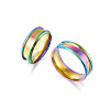 6Pcs 6 Style 201 Stainless Steel Engravable Grooved Finger Rings Set for Women RJEW-YS0001-02-3