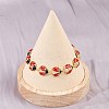 Brass Micro Pave Clear Cubic Zirconia with Enamel Red Ladybug Link Chain Bracelets for Women BJEW-L707-02G-2