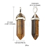 2Pcs Natural Tiger Eye Double Terminated Pointed Pendants G-YW0002-05A-5