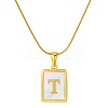 Stainless Steel Snake Bone Chain Alphabet Necklace with Shell Pendant WD3660-20-1