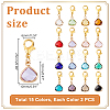 30Pcs 15 Colors Triangle Brass Glass Pendant Decorations HJEW-GA00007-2