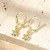 Tortoise Brass Micro Pave Clear Cubic Zirconia Hoop Earrings EJEW-D311-008G-4