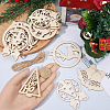 4 Sets 4 Styles Christmas Unfinished Wood Pendant Decorations WOOD-SC0001-87-3