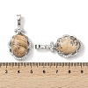Natural Picture Jasper Oval Pendants G-NH0025-15P-14-3