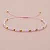 Glass & Brass Round Beads Braided Bead Bracelets RD6595-4-1