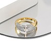 Brass Micro Pave Clear Cubic Zirconia Cuff Finger Rings for Women RJEW-B112-06GP-2