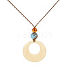 Resin Ring Pendant Long Necklaces with Wax Cord FS-WGD1F48-01-1
