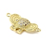Brass Micro Pave Clear Cubic Zirconia Elephant Connector Charms KK-M324-22G-2