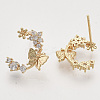 Brass Micro Pave Clear Cubic Zirconia Stud Earrings LS-X-EJEW-T007-14G-NF-1