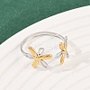 304 Stainless Steel Double Color Cuff Rings RJEW-S635-01GP-19-3