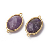 Golden Tone Brass Amethyst Links connectors G-F339-A01-2