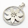 Vintage Chakra Jewelry Alloy Bezel Gemstone Pendants G-M039-03-2