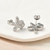 Brass Micro Pave Clear Cubic Zirconia Stud Earrings EJEW-A145-03C-P-3