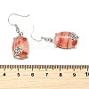 Oval with Flower Brass Dangle Earrings EJEW-XCP0001-15-3