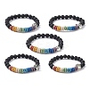 Colorful Dyed Natural Lava Rock Beaded Stretch Bracelets BJEW-JB09684-1