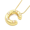 Brass & Plastic Pearl Letter Pendant Box Chain Necklaces for Women NJEW-U017-01G-03-2