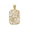 Rectangle with Flower Rack Plating Brass Micro Pave Cubic Zirconia Pendants KK-Z074-22G-1