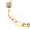 Brass Link Chain & 304 Stainless Steel Textured Dapped Chains Bracelets for Women BJEW-JB12481-03-3