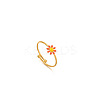 Daisy 304 Stainless Steel Enamel Open Cuff Rings for Women RJEW-M061-01G-07-1