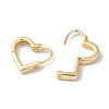 Heart Brass Hoop Earrings for Women EJEW-U008-04G-2