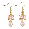 Star & Round Glass Seed Braided Dangle Earrings EJEW-MZ00106-2