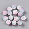 Frosted Baking Paint Crackle Glass Beads with Glitter Powder X1-DGLA-T004-6mm-01L-1