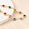 304 Stainless Steel Glass Link Chain Bracelets for Women BJEW-V010-01G-2