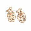 Brass Gold Quartz Rhinestone Pendants X-KK-S364-212-1