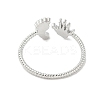 Footprint & Palm Brass Open Cuff Ring for Women RJEW-A040-03P-3