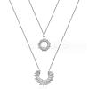 Stainless Steel Sun & Moon Pendants Double Layer Necklace JN1128A-1