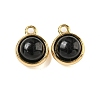Natural Black Onyx(Dyed & Heated) Half Round Charms STAS-L080-009G-01-1
