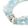 Natural Aquamarine Chip Beads Multi-strand Bracelet BJEW-JB07052-04-4