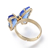 Adjustable Brass Glass Finger Rings RJEW-P148-A01-06-3