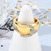 Brass Micro Pave Clear Cubic Zirconia Open Cuff Rings for Women RJEW-R011-03G-02-3